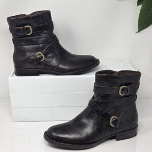 Born Mcmillan Brown Womens 7 Boots Full-Grain Leather Chelsea Strappy Moto
